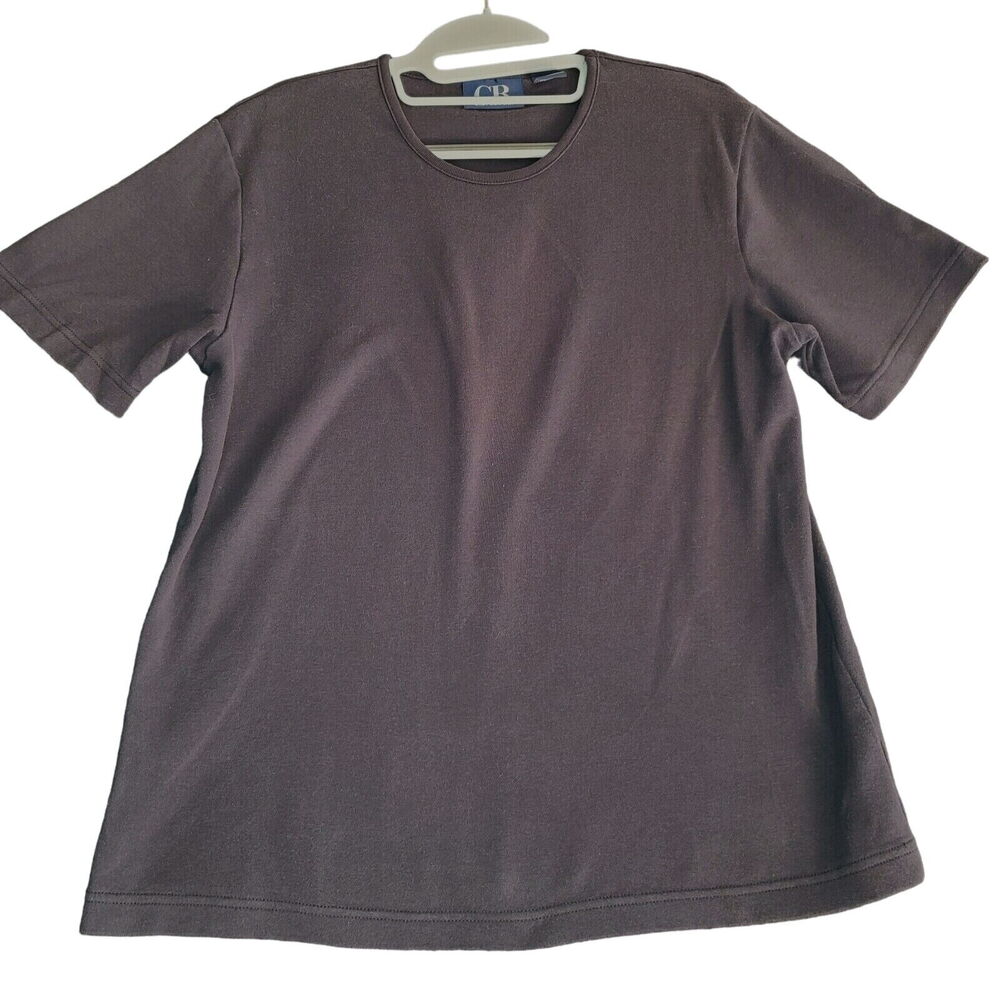 CB Casual Womens T-Shirt Black Size Large 100% Cotton Pullover Short Sleeve